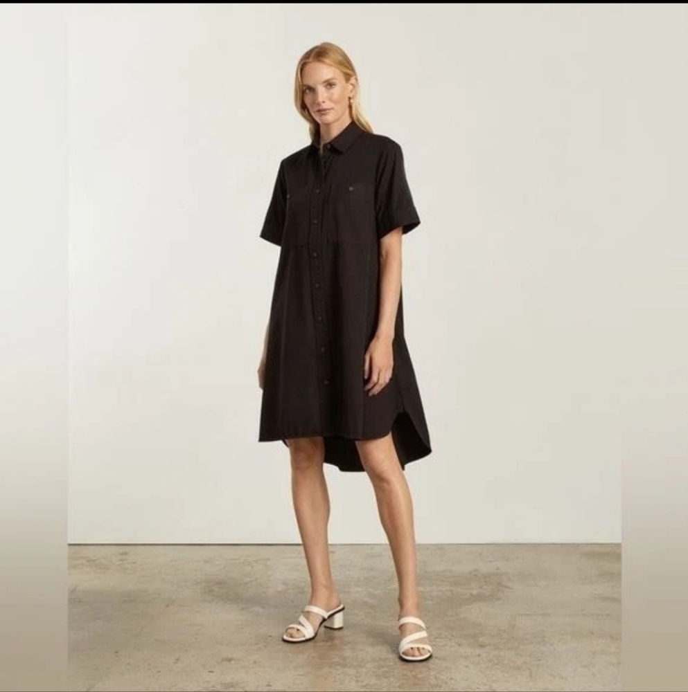 Everlane Black Day Tripper Oversized Button Down Colar Mini Shirtdress XS